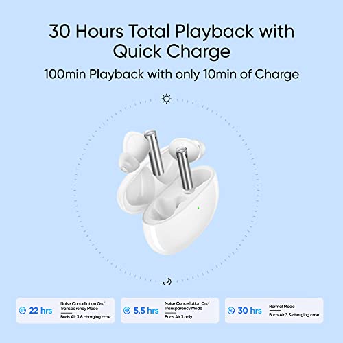 realme Buds Air 3 True Wireless in-Ear Earbuds with 42dB Active Noise Cancellation ANC Dual Device Galaxy White realme Buds Air 3 True Wireless in-Ear Earbuds with 42dB Active Noise Cancellation ANC Dual Device Galaxy White