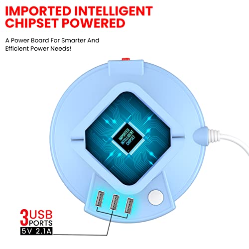 Portronics Power Plate 9 with 3 USB Ports + 8 Power Sockets Blue Portronics Power Plate 9 with 3 USB Ports + 8 Power Sockets Blue