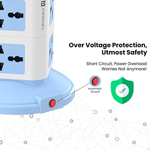 Portronics Power Plate 9 with 3 USB Ports + 8 Power Sockets Blue Portronics Power Plate 9 with 3 USB Ports + 8 Power Sockets Blue