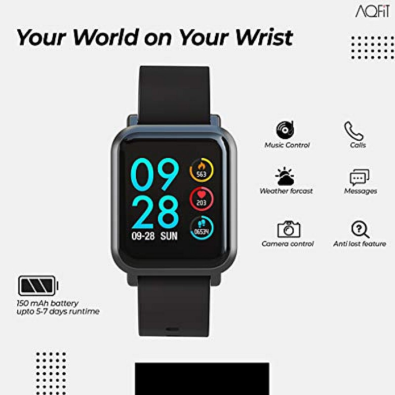 AQFIT W8 Bluetooth SmartWatch Black