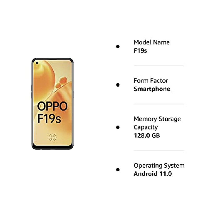 OPPO F19s (Glowing Black, 6GB RAM, 128 Storage) Refurbished