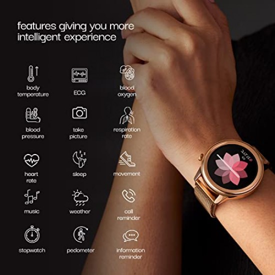 Vibez By Lifelong Xena SmartWatch For Women With Hd Display| Ecg+Ppg|Body Temprature (Gold)