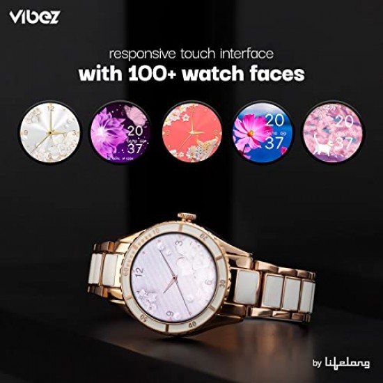 Vibez by Lifelong Cacia Women Smartwatch Bluetooth Calling 1.09" Hd Display (Vbsww810, White)