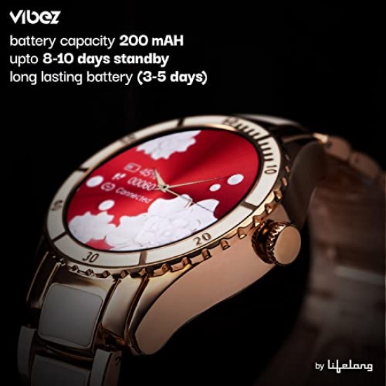 Vibez by Lifelong Cacia Women Smartwatch Bluetooth Calling 1.09" Hd Display (Vbsww810, White)
