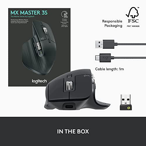 Logitech MX Master 3S - Wireless Performance Mouse with Ultra-Fast Scrolling, Ergo, 8K DPI, Track on Glass, Quiet Clicks Logitech MX Master 3S - Wireless Performance Mouse with Ultra-Fast Scrolling, Ergo, 8K DPI, Track on Glass, Quiet Clicks