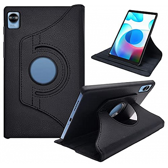 CEDO Realme Pad Mini (8.7 Inch) Flip Cover | Leather Finish | 360 Degree Rotate Flip Cover | Shockproof Style Case for Realme Pad Mini (8.7 Inch) (Black)