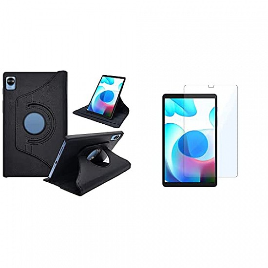 CEDO Realme Pad Mini (8.7 Inch) Flip Cover | Leather Finish | 360 Degree Rotate Flip Cover | Shockproof Style Case for Realme Pad Mini (8.7 Inch) (Black)