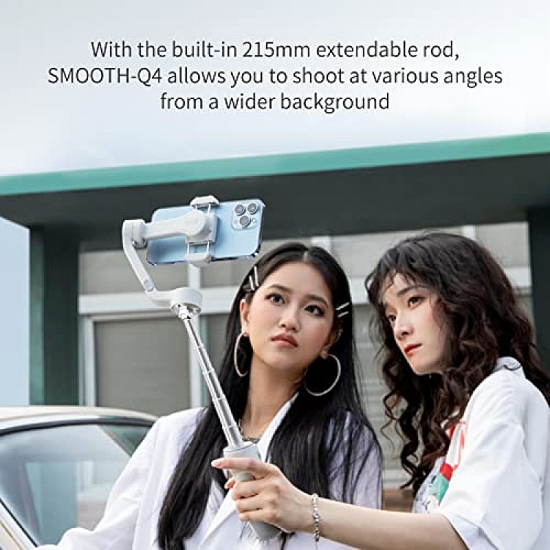 zhi yun Smooth Q4 3-Axis Gimbal Stabilizer for Smartphone Built-in Extension Rod, White