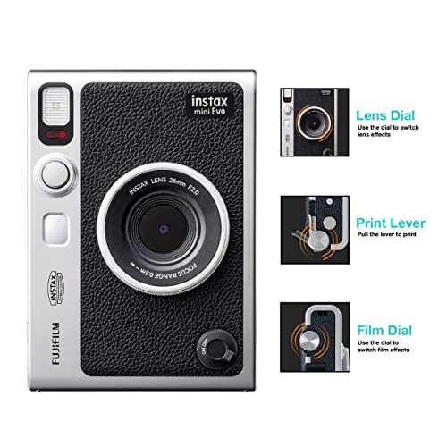 Fujifilm Instax Mini Evo Hybrid Camera Premium Edition with 20 Shots of Stone Gray Film and 100 Different Expressions-(Black) Fujifilm Instax Mini Evo Hybrid Camera Premium Edition with 20 Shots of Stone Gray Film and 100 Different Expressions-(Black)