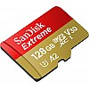 SanDisk Extreme® 128GB microSDXC UHS-I, 190MB/s Read,90MB/s Write Memory Card for 4K Video on Smartphones, Action Cams and Drones