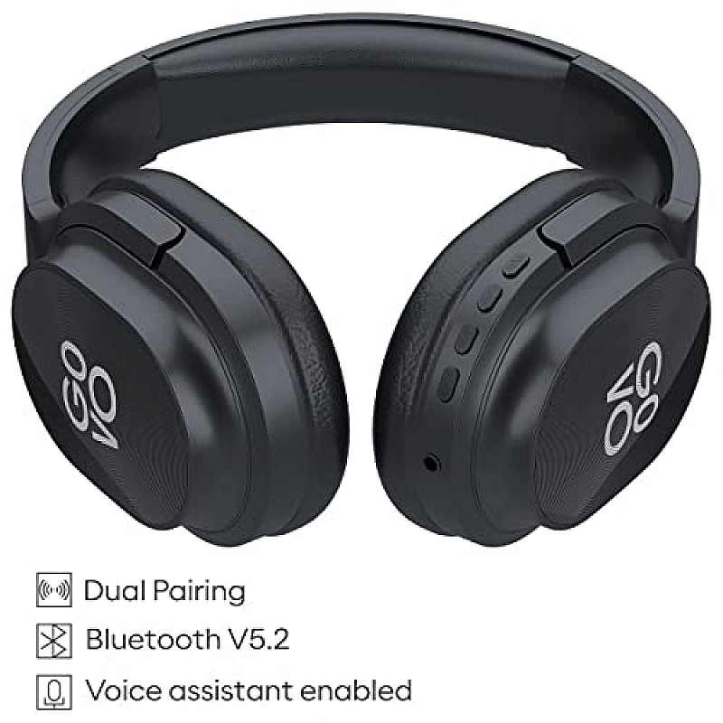 GOVO GOBOLD 600 Bluetooth Wireless On Ear Headphones with Mic, 15H Play Time, 40MM Driver,  Black