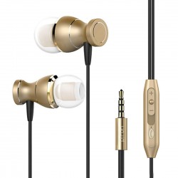 pTron Magg HBE (High Bass Earphones) Magnetic in-Ear Wired Headphones with Mic - (Gold)