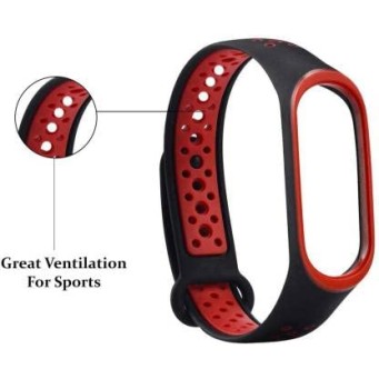 AIRTREE Sporty Dotted Nike Edition Straps for MI Band 3 and MI Band 4 Belt Band Compatible for MI M3 and MI M4 - Device Not Included  Red - Pack of 2
