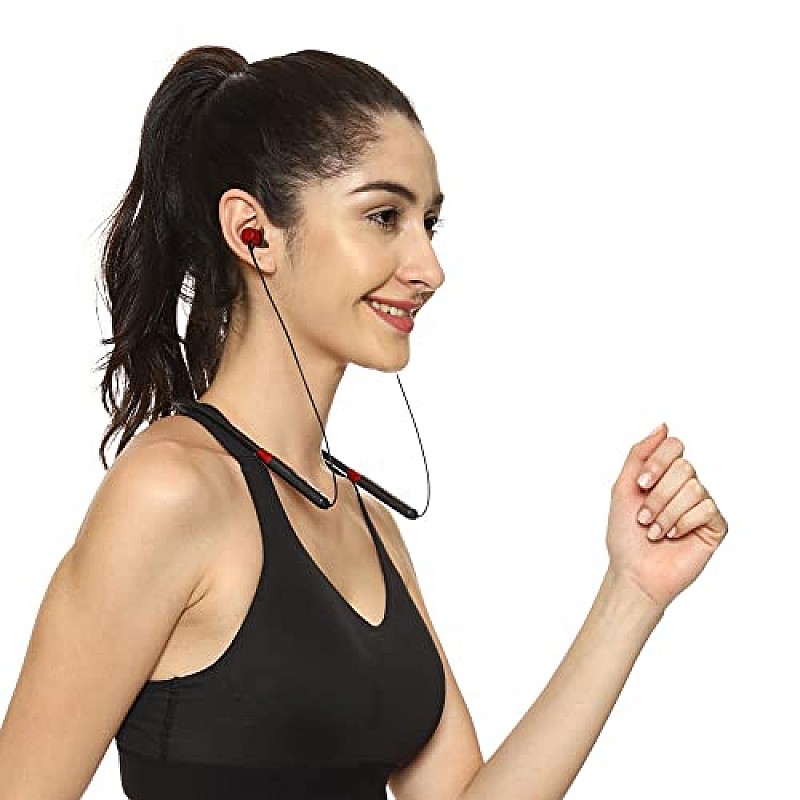 HAMMER Sting 3.0 in Ear Bluetooth Neckband with Upto 20 Hours Playback, IPX3, Magnetic Eartips, Integrated Controls, (Black)