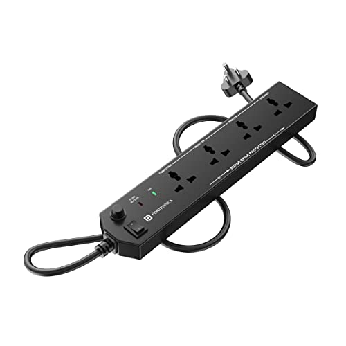 Portronics Power Plate 10 Extension Board with 4 Universal Sockets, 3 Meter Long Cord, 1500 Watts, 6 Amp Multi Plug for Office & Home Appliances (Black) Portronics Power Plate 10 Extension Board with 4 Universal Sockets, 3 Meter Long Cord, 1500 Watts, 6 Amp Multi Plug for Office & Home Appliances (Black)