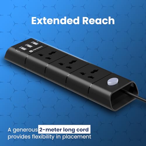 Portronics Power Plate 10 Extension Board with 4 Universal Sockets, 3 Meter Long Cord, 1500 Watts, 6 Amp Multi Plug for Office & Home Appliances (Black) Portronics Power Plate 10 Extension Board with 4 Universal Sockets, 3 Meter Long Cord, 1500 Watts, 6 Amp Multi Plug for Office & Home Appliances (Black)