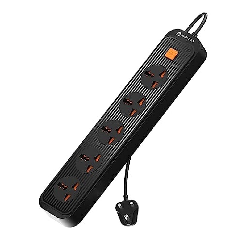 Portronics Power Plate 10 Extension Board with 4 Universal Sockets, 3 Meter Long Cord, 1500 Watts, 6 Amp Multi Plug for Office & Home Appliances (Black)