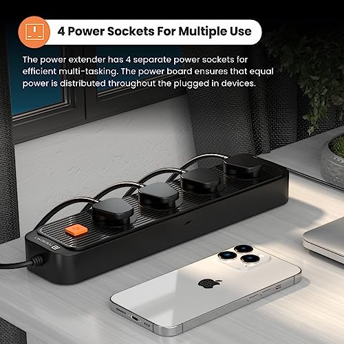 Portronics Power Plate 10 Extension Board with 4 Universal Sockets, 3 Meter Long Cord, 1500 Watts, 6 Amp Multi Plug for Office & Home Appliances (Black) Portronics Power Plate 10 Extension Board with 4 Universal Sockets, 3 Meter Long Cord, 1500 Watts, 6 Amp Multi Plug for Office & Home Appliances (Black)