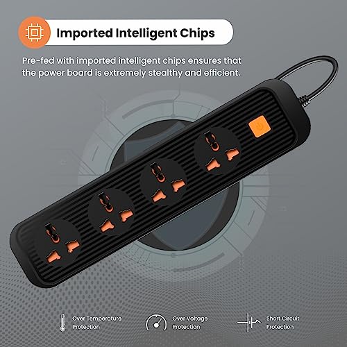 Portronics Power Plate 10 Extension Board with 4 Universal Sockets, 3 Meter Long Cord, 1500 Watts, 6 Amp Multi Plug for Office & Home Appliances (Black) Portronics Power Plate 10 Extension Board with 4 Universal Sockets, 3 Meter Long Cord, 1500 Watts, 6 Amp Multi Plug for Office & Home Appliances (Black)