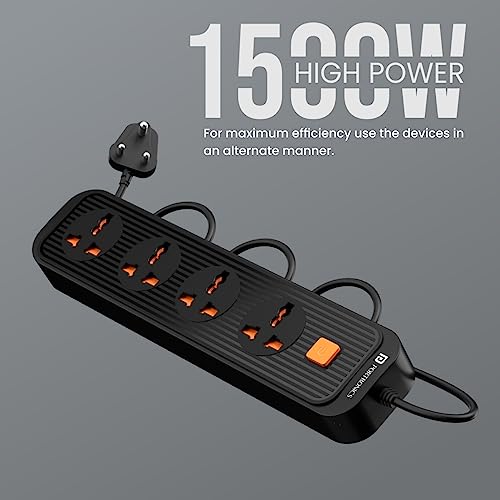 Portronics Power Plate 10 Extension Board with 4 Universal Sockets, 3 Meter Long Cord, 1500 Watts, 6 Amp Multi Plug for Office & Home Appliances (Black) Portronics Power Plate 10 Extension Board with 4 Universal Sockets, 3 Meter Long Cord, 1500 Watts, 6 Amp Multi Plug for Office & Home Appliances (Black)