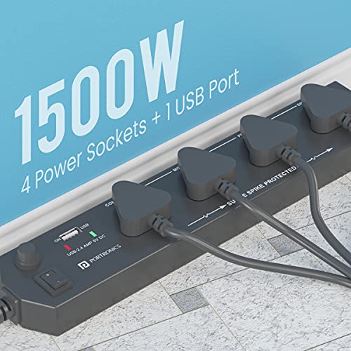 Portronics Power Plate 10 Extension Board with 4 Universal Sockets, 3 Meter Long Cord, 1500 Watts, 6 Amp Multi Plug for Office & Home Appliances (Black) Portronics Power Plate 10 Extension Board with 4 Universal Sockets, 3 Meter Long Cord, 1500 Watts, 6 Amp Multi Plug for Office & Home Appliances (Black)