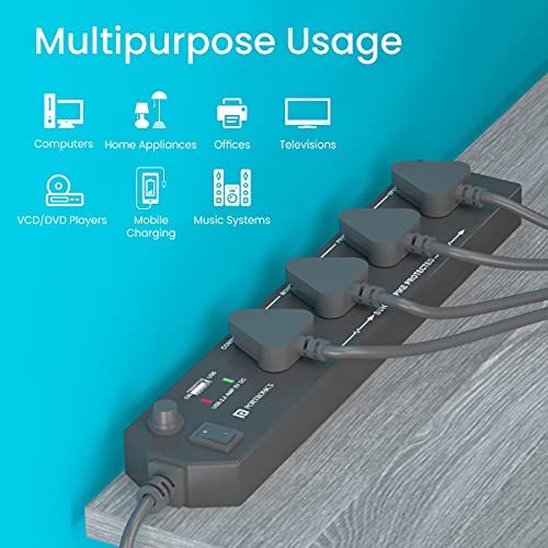 Portronics Power Plate 10 Extension Board with 4 Universal Sockets, 3 Meter Long Cord, 1500 Watts, 6 Amp Multi Plug for Office & Home Appliances (Black) Portronics Power Plate 10 Extension Board with 4 Universal Sockets, 3 Meter Long Cord, 1500 Watts, 6 Amp Multi Plug for Office & Home Appliances (Black)