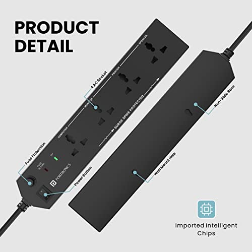 Portronics Power Plate 10 Extension Board with 4 Universal Sockets, 3 Meter Long Cord, 1500 Watts, 6 Amp Multi Plug for Office & Home Appliances (Black) Portronics Power Plate 10 Extension Board with 4 Universal Sockets, 3 Meter Long Cord, 1500 Watts, 6 Amp Multi Plug for Office & Home Appliances (Black)