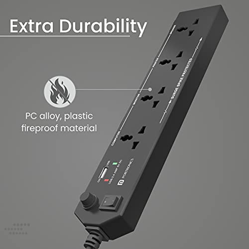 Portronics Power Plate 10 Extension Board with 4 Universal Sockets, 3 Meter Long Cord, 1500 Watts, 6 Amp Multi Plug for Office & Home Appliances (Black) Portronics Power Plate 10 Extension Board with 4 Universal Sockets, 3 Meter Long Cord, 1500 Watts, 6 Amp Multi Plug for Office & Home Appliances (Black)