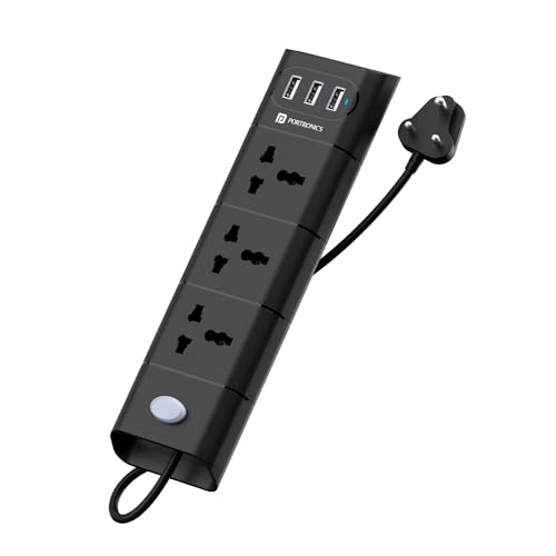 Portronics Power Plate 10 Extension Board with 4 Universal Sockets, 3 Meter Long Cord, 1500 Watts, 6 Amp Multi Plug for Office & Home Appliances (Black) Portronics Power Plate 10 Extension Board with 4 Universal Sockets, 3 Meter Long Cord, 1500 Watts, 6 Amp Multi Plug for Office & Home Appliances (Black)