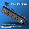 Portronics Power Plate 10 Extension Board with 4 Universal Sockets, 3 Meter Long Cord, 1500 Watts, 6 Amp Multi Plug for Office & Home Appliances (Black)