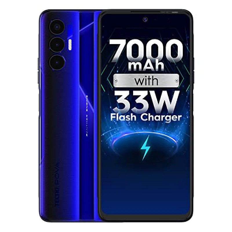 TECNO POVA 3 (Electric Blue, 6GB RAM,128 GB Storage) Refurbished 