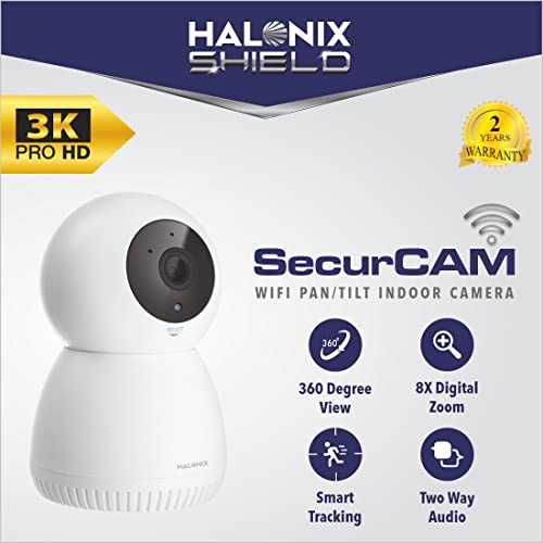 Halonix SecurCAM 360° 3MP 3K Pro HD Pan/Tilt Wi-Fi Smart Home Security Camera (White) Halonix SecurCAM 360° 3MP 3K Pro HD Pan/Tilt Wi-Fi Smart Home Security Camera (White)