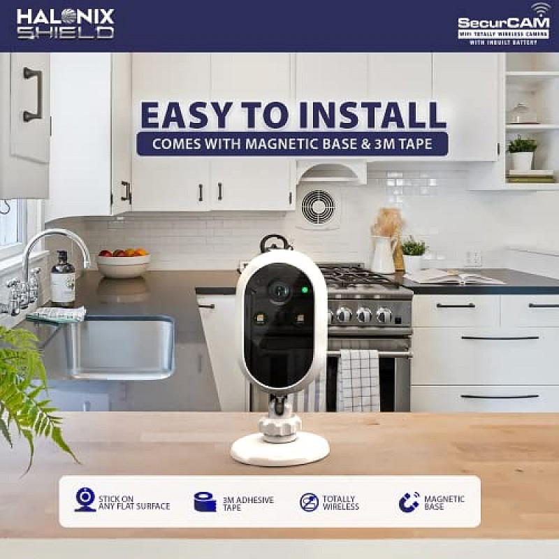 Halonix SecurCAM Totally Wireless 3MP 3K Pro HD Wi-Fi Smart Home Security Camera 