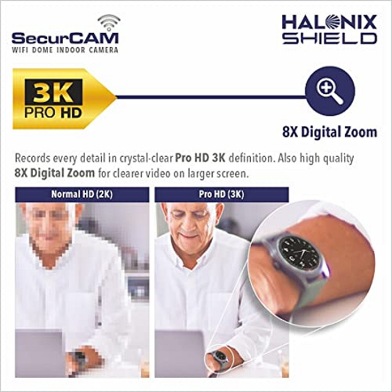 Halonix SecurCAM Wireless 3MP 3K Pro HD Wi-Fi Smart Home Security Dome Camera