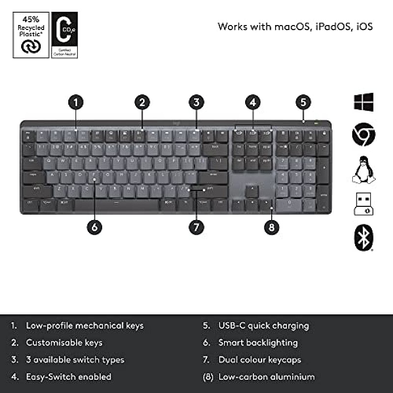 Logitech Mx Mechanical Wireless Illuminated Performance Keyboard