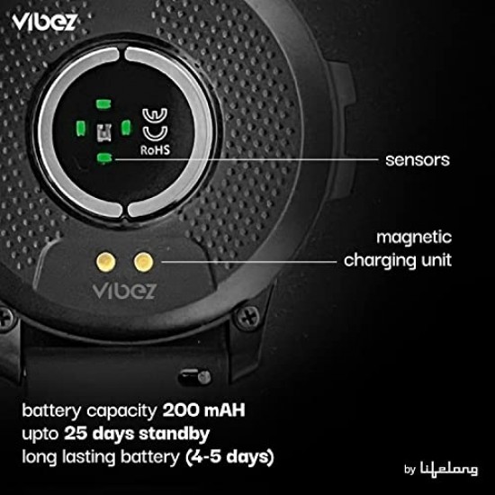 Vibez by Lifelong Urbane Smartwatch with 3D UI 1.32"HD Display|24x7 Heart Rate & Blood Oxygen Tracking (Black)