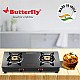 Butterfly Rapid 2 Burner Glass Top Gas Stove Auto Ignition Scratch Resistant Toughened Glass Black