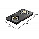 Butterfly Rapid 2 Burner Glass Top Gas Stove Auto Ignition Scratch Resistant Toughened Glass Black