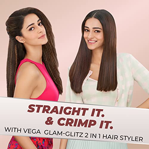 VEGA Glam Glitz 2 In 1 Hair Styler, Straightener And Crimper (VHSC-04) Rose Gold VEGA Glam Glitz 2 In 1 Hair Styler, Straightener And Crimper (VHSC-04) Rose Gold
