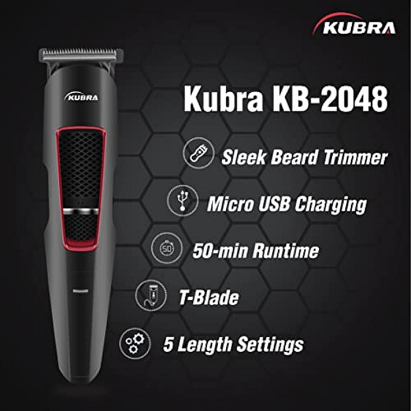 Kubra KB - 2048 professional trimmer for men with T-Blade (Black)