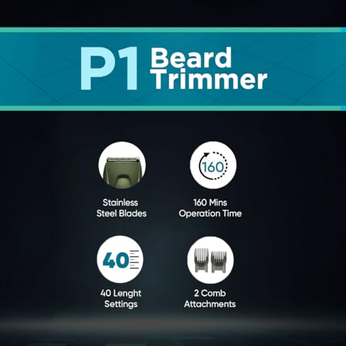 Vega P1 Battery Powered Beard Trimmer for Men with 160 Mins Runtime & 40 Length Settings, (VHTH-25) Green Vega P1 Battery Powered Beard Trimmer for Men with 160 Mins Runtime & 40 Length Settings, (VHTH-25) Green