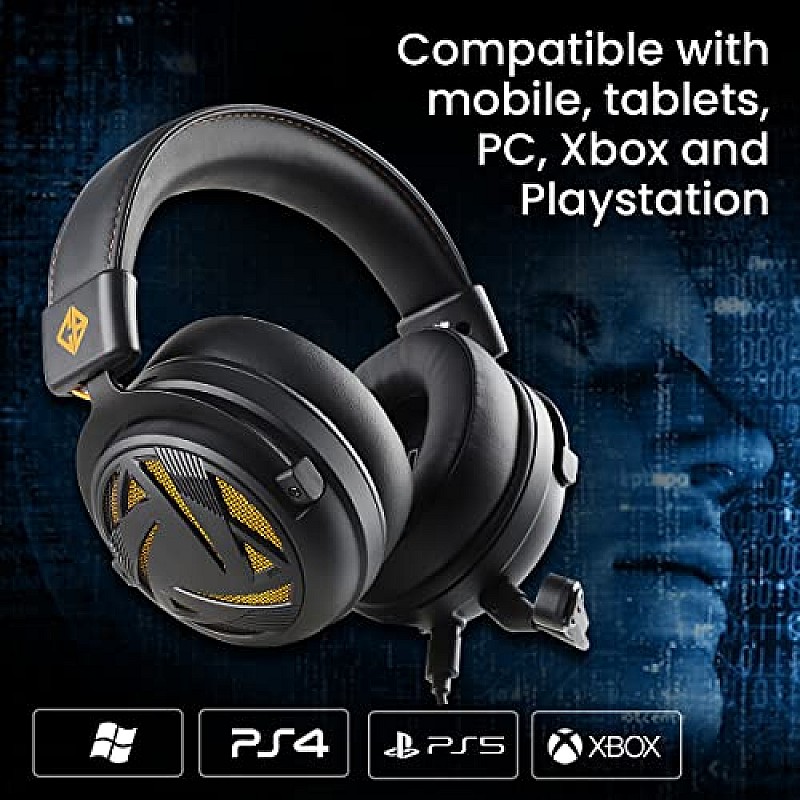 Cosmic Byte Equinox Neutrino Gaming Headset with Dolby Atmos, ENC Microphone, Tri-Input, 7.1 Surround Sound (Black)