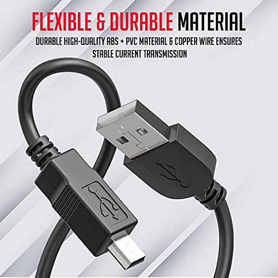 Lapster 5 Pin Mini USB Cable, USB B Cable, Camera Cable USB 2.0