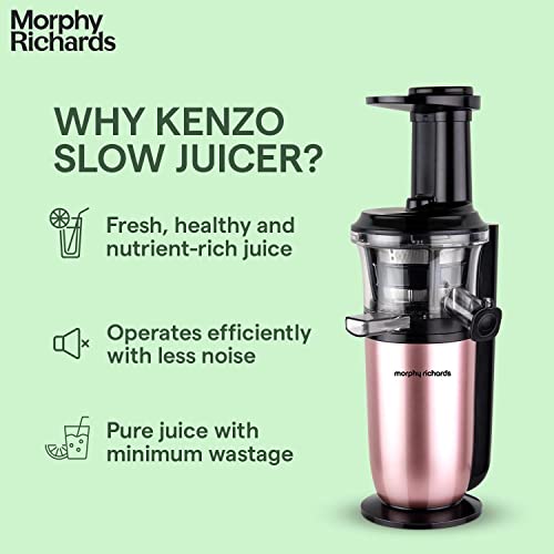 Morphy Richards Kenzo Cold Press Slow Juicer, 150 Watts Powerful Dc Motor, 60 Rpm Speed Rose Gold Morphy Richards Kenzo Cold Press Slow Juicer, 150 Watts Powerful Dc Motor, 60 Rpm Speed Rose Gold
