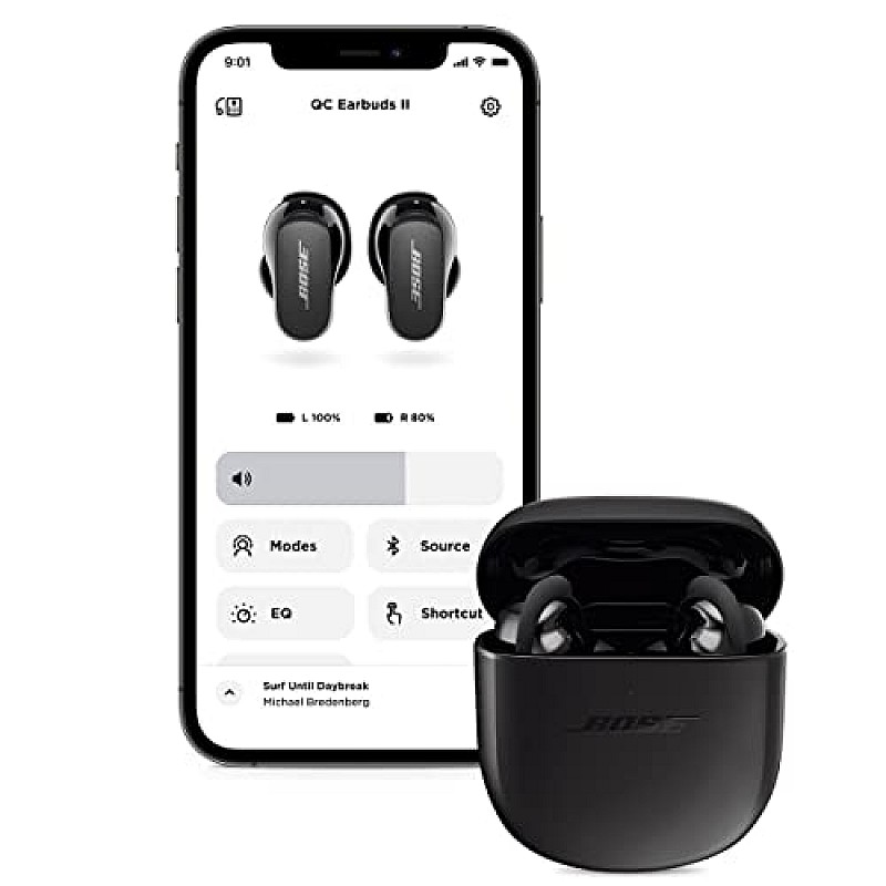 Bose New QuietComfort Earbuds II, Wireless, Bluetooth, World’s Best Noise Cancelling in-Ear Headphones Black