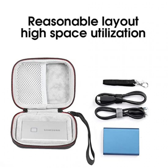 ZORBES Storage Bag For Samsung T7/T7 Touch Portable Ssd,Shockproof Travel Organizer Storage Case With Handstrap ,Black