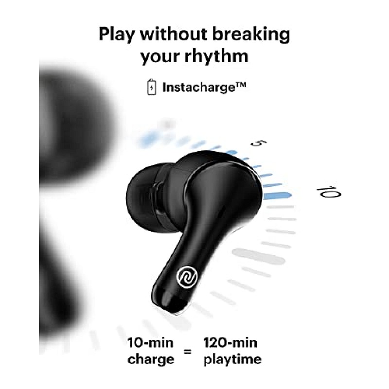 Noise Buds VS204 in-Ear Truly Wireless Earbuds with 50H of Playtime, ESR, Instacharge(10 min= 120 min), Hyper Sync,10mm Driver, BT v5.3 (Jet Black)