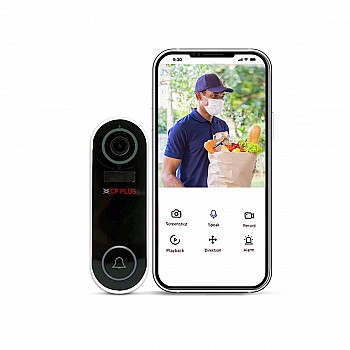 CP PLUS Smart WiFi Wireless Video Doorbell | 2MP Full HD Video, Night Vision|SD Slot up to 128GB | 20 Chime Melodies - CP-L23, Black