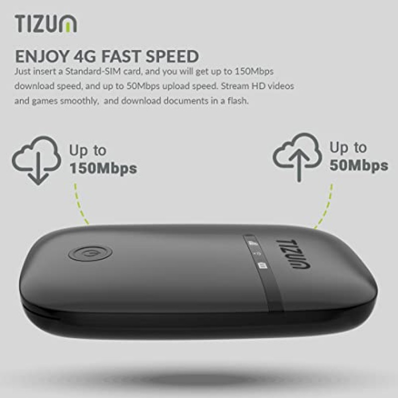 Tizum 4G Fast LTE Wireless Single Band Dongle with All SIM Network Support, Plug And Play Black