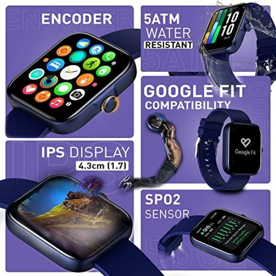 GIONEE STYLFIT GSW10 Pro: 1.7” IPS Display Smart Watch with a Functional Encoder (Sapphire Blue)